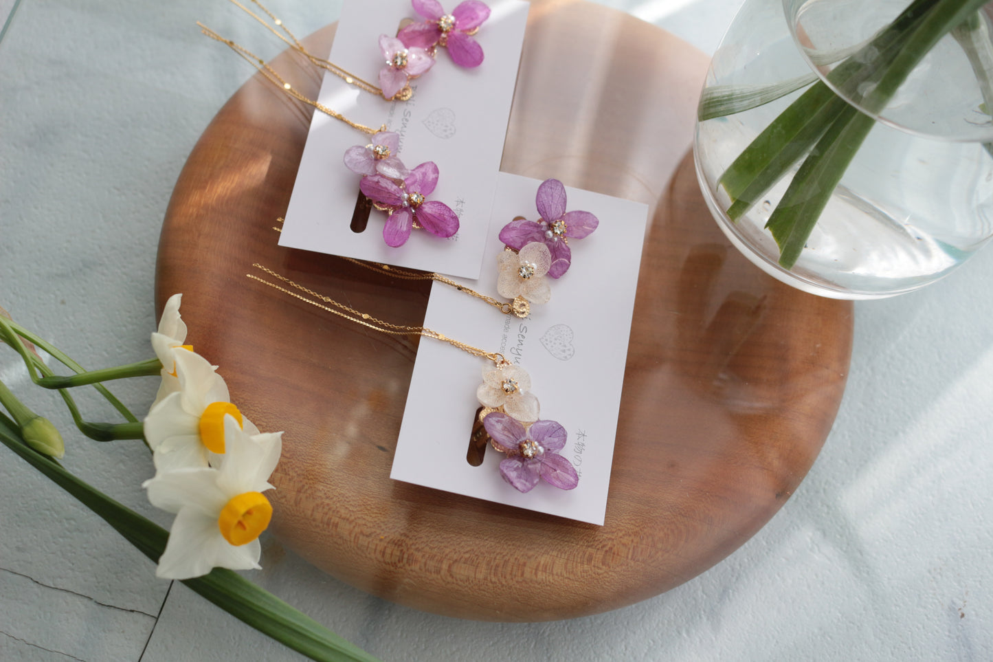 Hydrangea Flying Butterfly  No.46 - Clip-on(イヤリング）