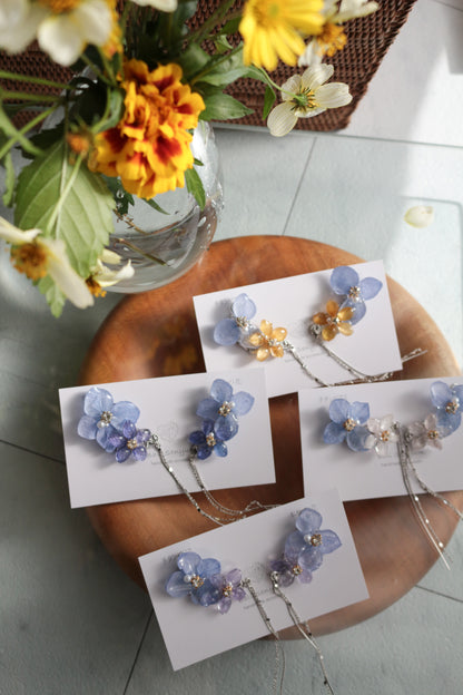 Hydrangea Flying Butterfly Earrings No.43 - Titanium Pierce(ピアス）