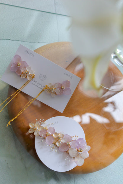 Hydrangea Flying Butterfly  No.35- Titanium Pierce(ピアス）