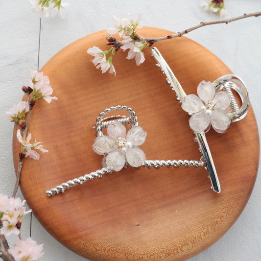 Someiyoshino Sakura Silver Color Hair Clip - White  Big