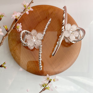 Someiyoshino Sakura Silver Color Hair Clip - White  Big