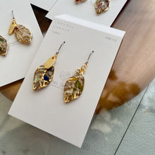 Small Leaf Earrings With Seasonal Flower Petals No.5  - Time limited