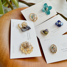 Hydrangea and Flower Medallion Titanium Pierce (チタンピアス）- Blue  Time Limited