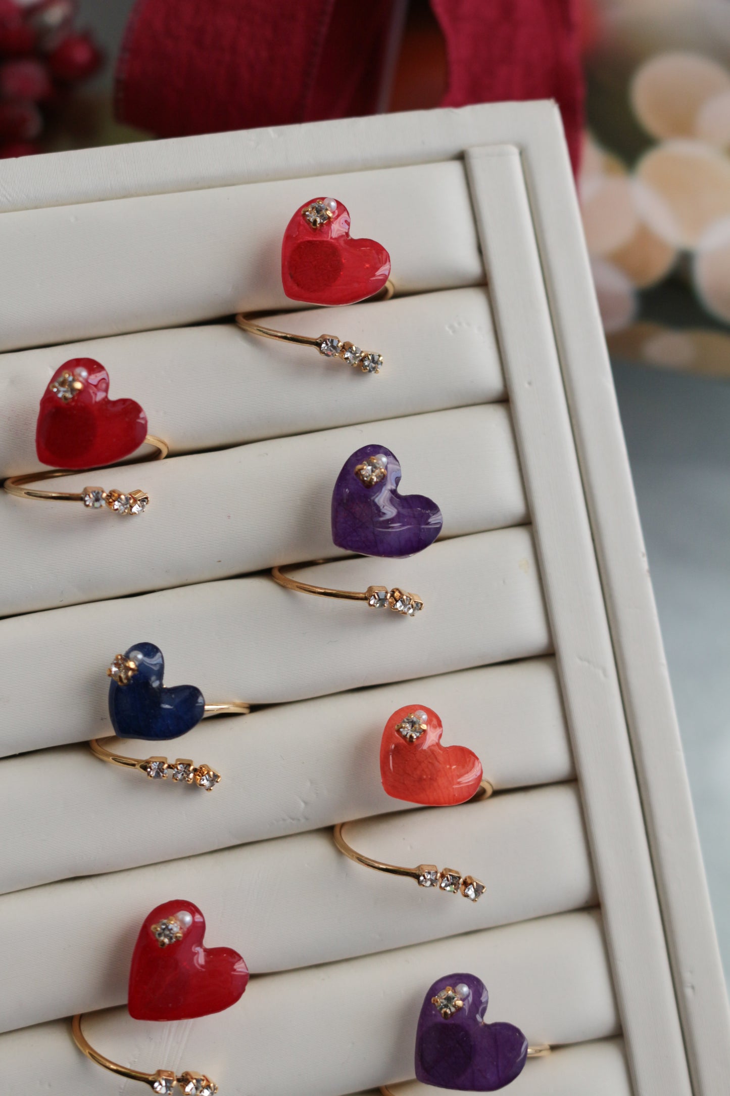 Heart Ring with Three Gems No.1