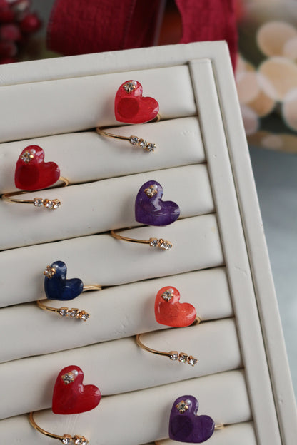 Heart Ring with Three Gems No.1