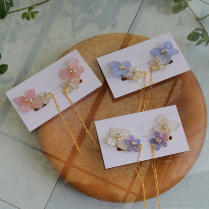 Hydrangea Flying Butterfly  No.53 - Clip-on(イヤリング）