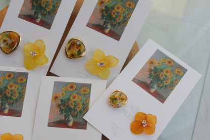 Monet Inspired Flower Earrings No.9 ピアスTitanium Pierce ひまわり
