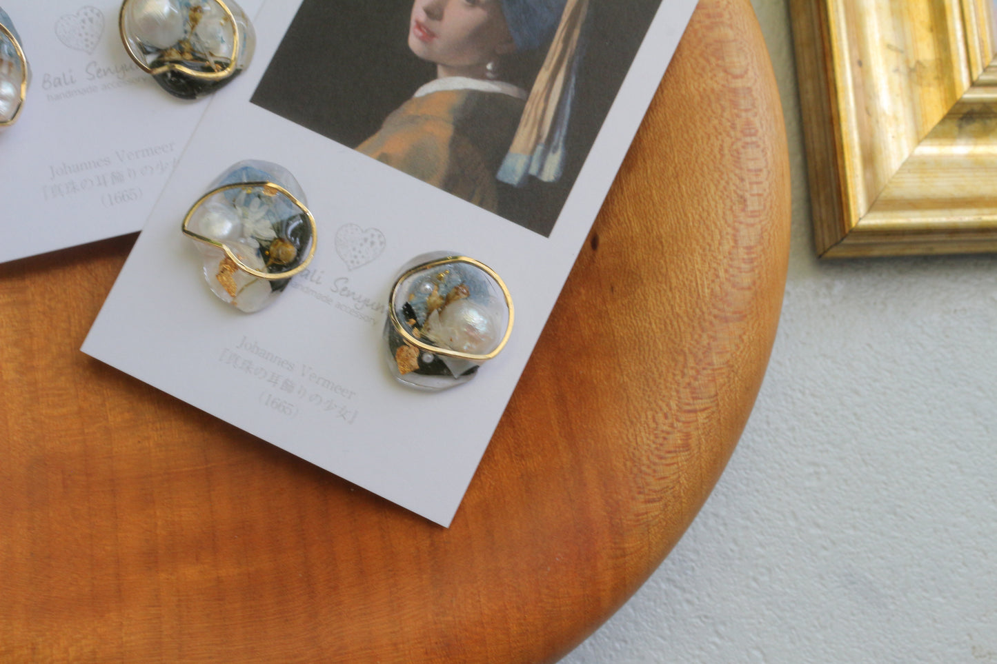 Vermeer's Inspired Flower & Pearl Earrings No.2 ピアス Pierce 真珠の耳飾りの少女