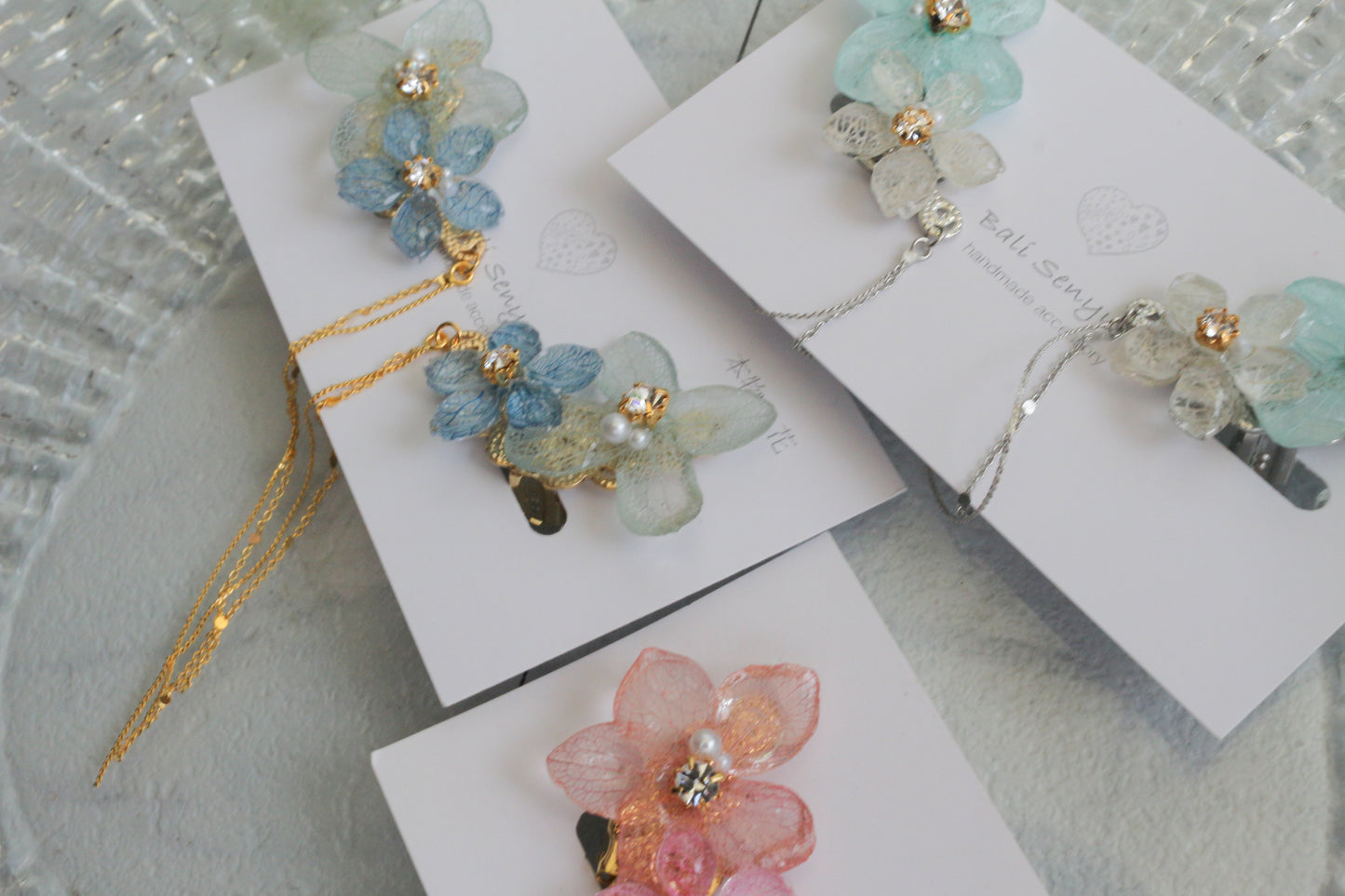 Hydrangea Flying Butterfly  No.51 - Clip-on(イヤリング）