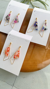 Triangular Floral Earrings With Seasonal Hydrangea No.27