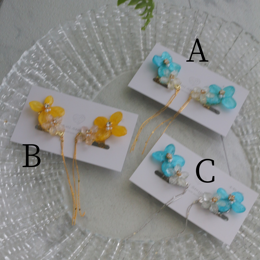 Hydrangea Flying Butterfly  No.57- Clip-on(イヤリング）