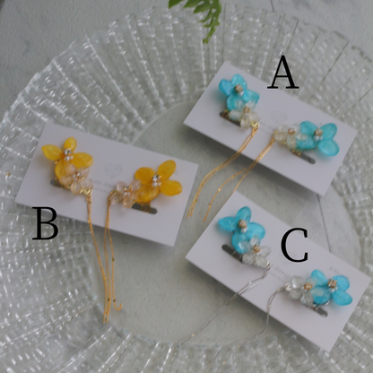 Hydrangea Flying Butterfly  No.57- Clip-on(イヤリング）