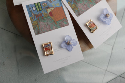 Gogh Inspired Flower and Medallion Earring No.2 ピアスTitanium Pierce ゴッホの寝室