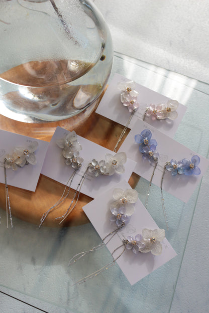 Hydrangea Flying Butterfly Earrings No.47 - Titanium Pierce(ピアス）