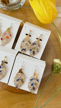 Leaf Earrings With Seasonal Flower Petals No.22 - Time limited