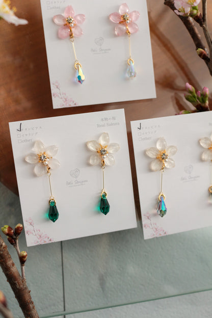 Someiyoshino Sakura Earrings with Hanging Sparkling Gem No.2 - 2026