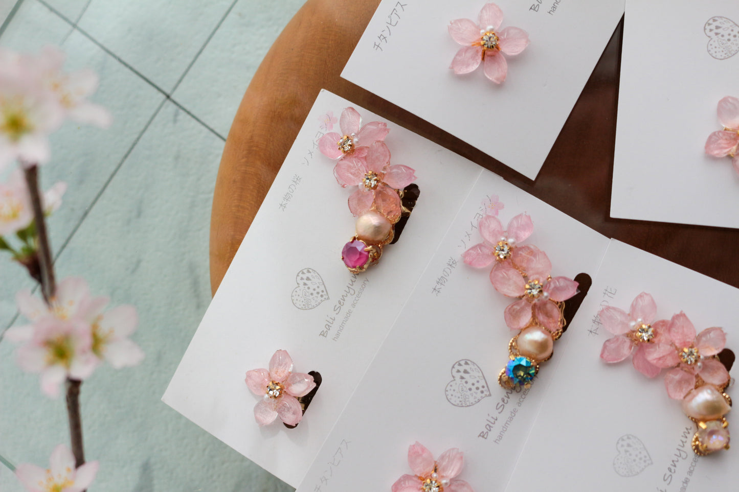 Someiyoshino Double Sakura Earring and Ear Cuff #S028