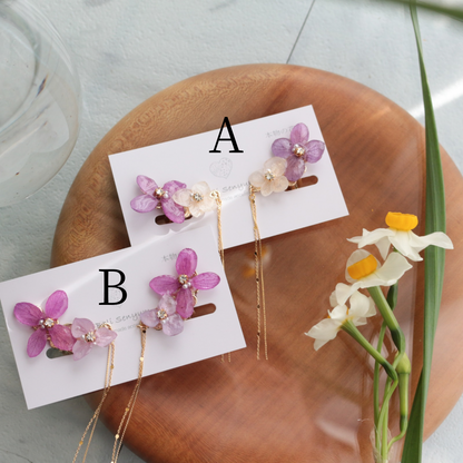 Hydrangea Flying Butterfly  No.46 - Clip-on(イヤリング）