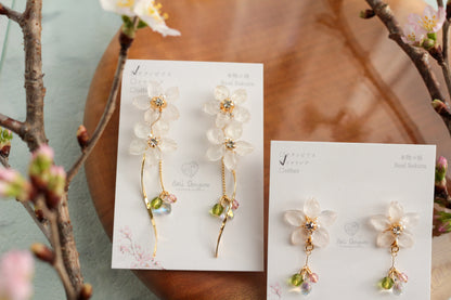 Real "Someiyoshino" Sakura Earring Kumamoto Homage- 緑桜の御衣黄   モチーフ