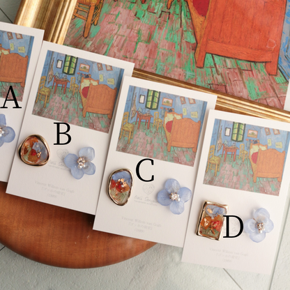 Gogh Inspired Flower and Medallion Earring No.3 ピアスTitanium Pierce ゴッホの寝室