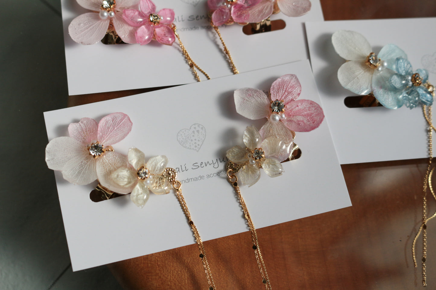 Hydrangea Flying Butterfly  No.42 - Clip-on(イヤリング）