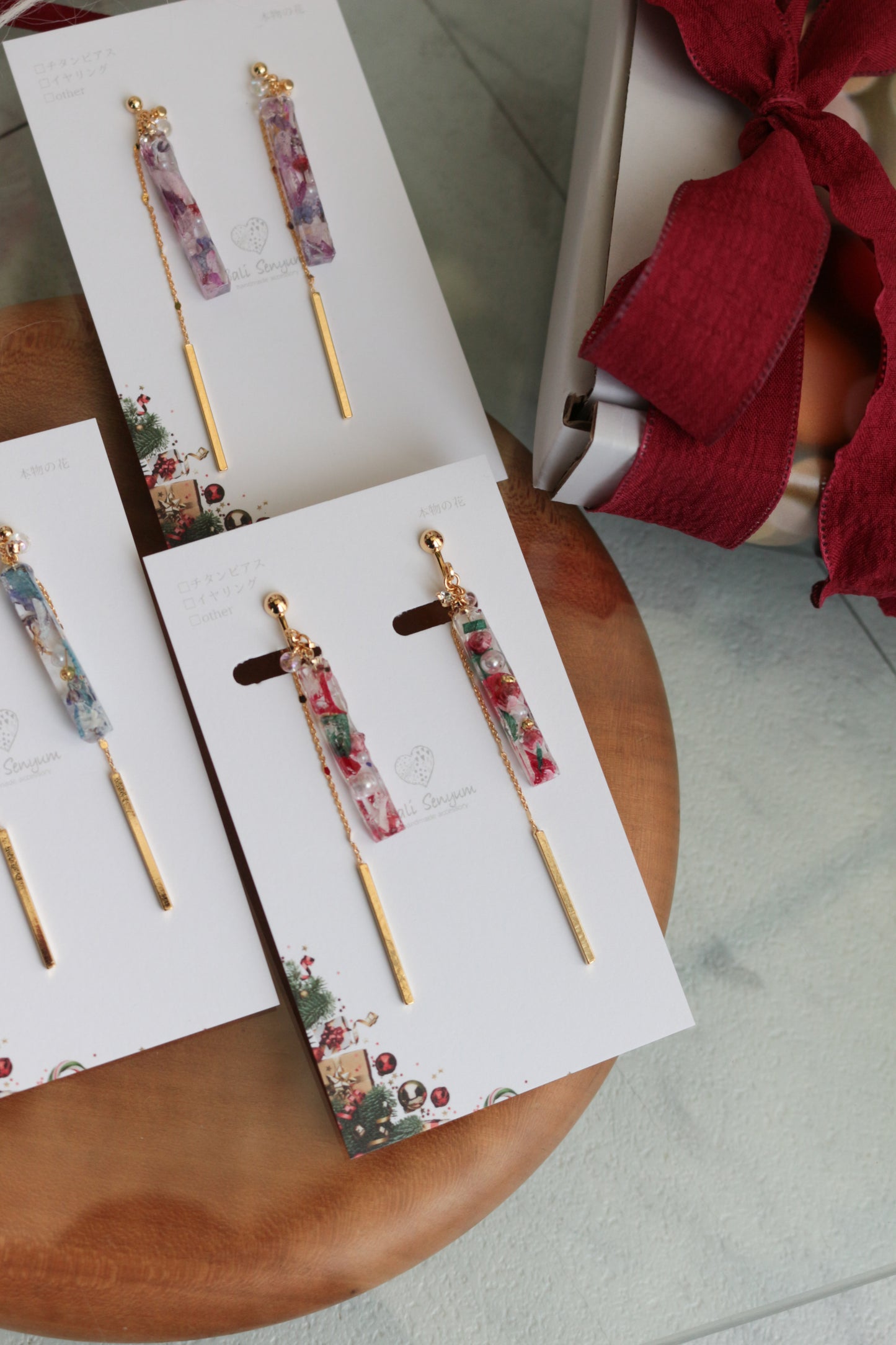 Dangling Christmas Stick Earrings with Pearl