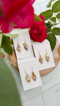 Small Leaf Earrings With Seasonal Flower Petals No.4  - Time limited