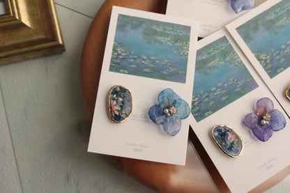 Monet Inspired Flower and Medallion No.17 ピアスTitanium Pierce 睡蓮