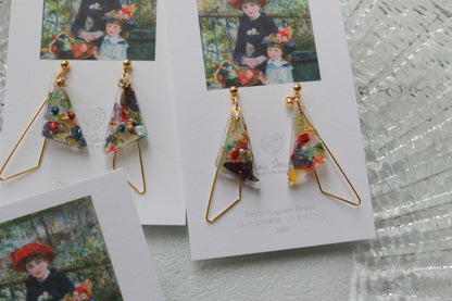 Renoir Inspired Triangular Floral Earrings-ふたりの姉妹