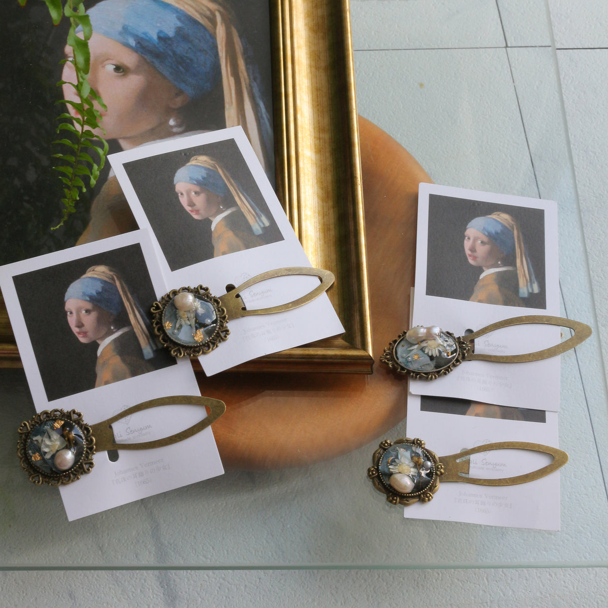 Vermeer Inspired Flower Book Mark No.1 - 真珠の耳飾り