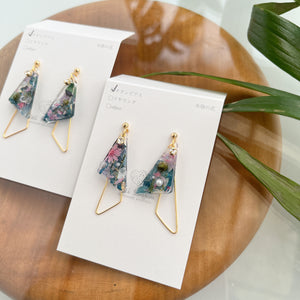 Claude Monet Water Lilies Inspired Triangular Floral Earrings -  No.5