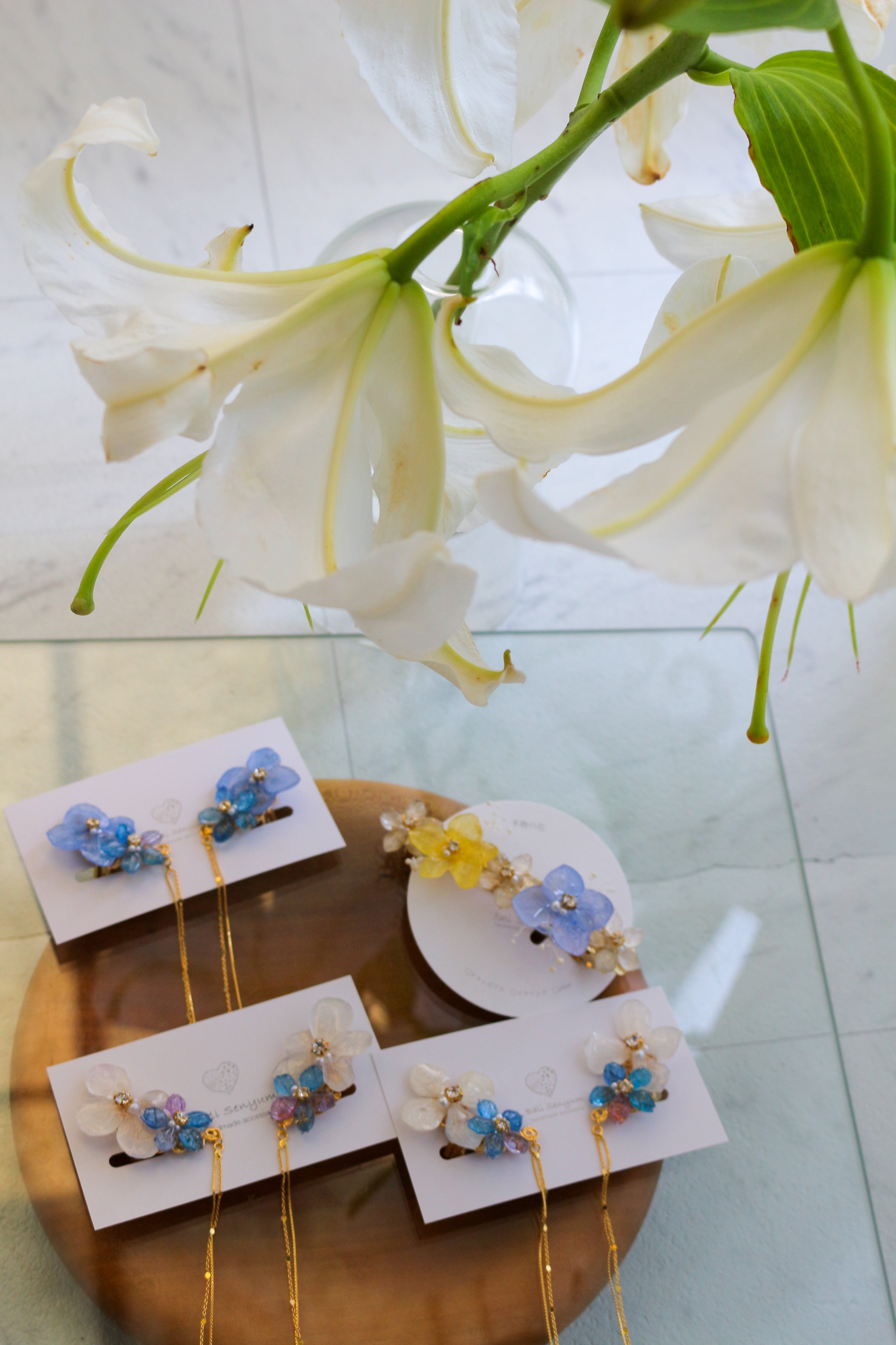 Mois ハンドメイド hyderangea イヤリング Hydrangea Flying Butterfly No.32 - Clip-on(イヤリング