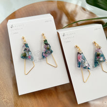 Claude Monet Water Lilies Inspired Triangular Floral Earrings -  No.5