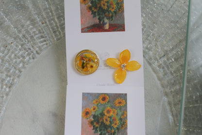 Monet Inspired Flower Earrings No.23 ピアスTitanium Pierce ひまわり