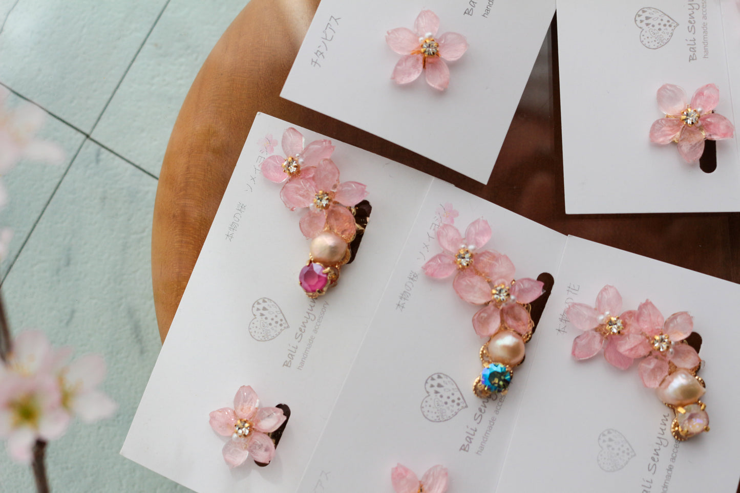Someiyoshino Double Sakura Earring and Ear Cuff #S028