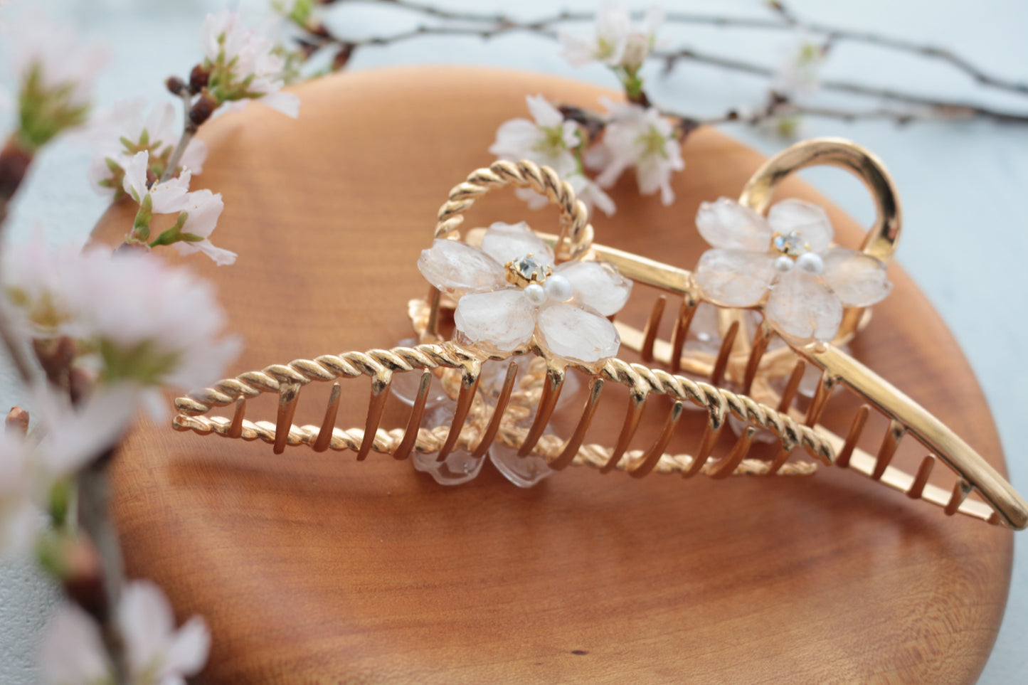 Someiyoshino Sakura Hair Clip - White Big