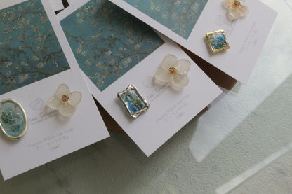 Gogh Inspired Flower and Medallion No.2 イヤリング Clip-on アーモンドの花