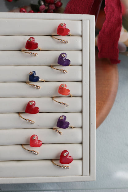 Heart Ring with Three Gems No.1