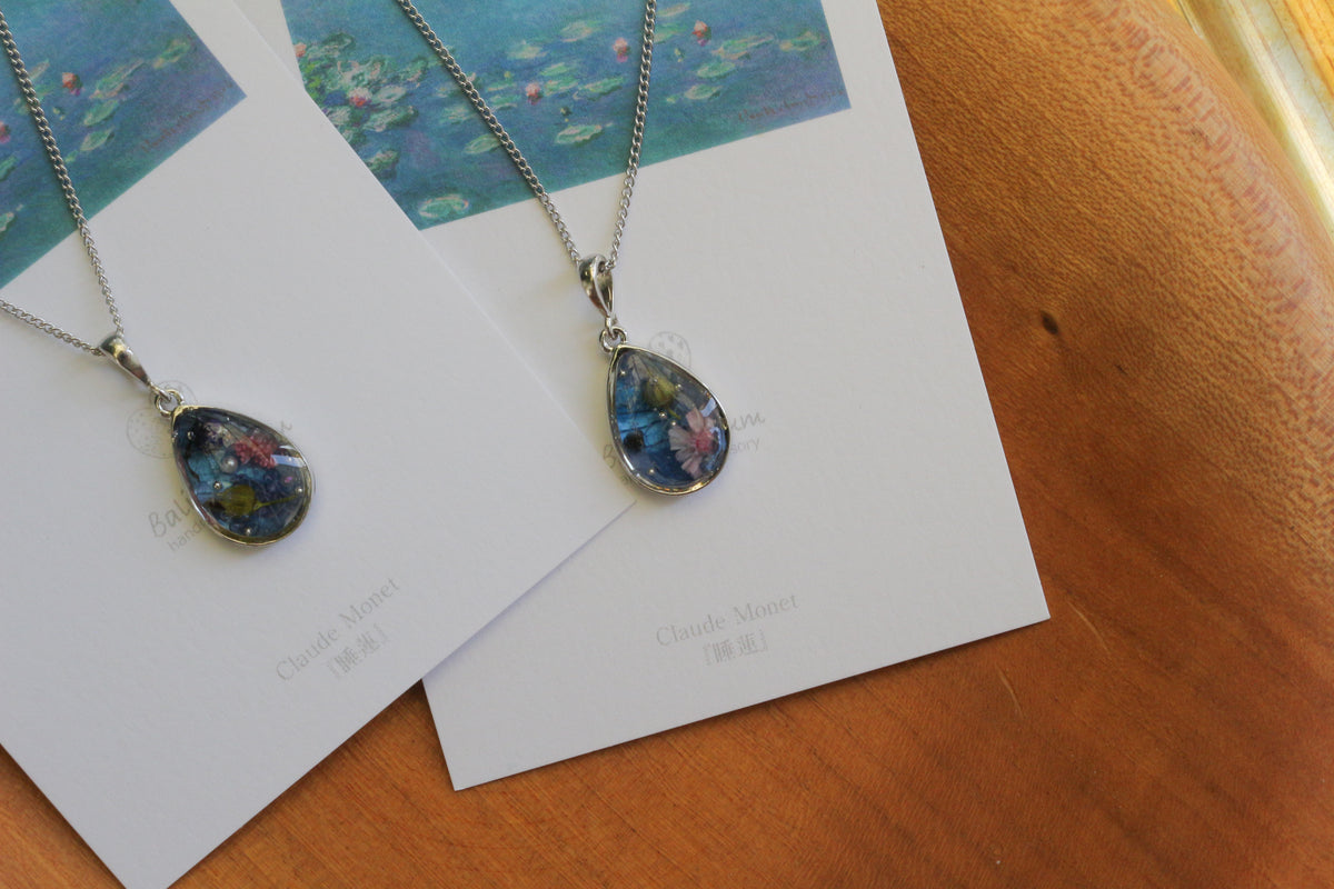 Claude Monet's Water Lilies Inspired Necklace - 睡蓮 ロジウムカラーネックレス