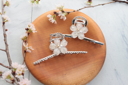 Someiyoshino Sakura Silver Color Hair Clip - White  Big
