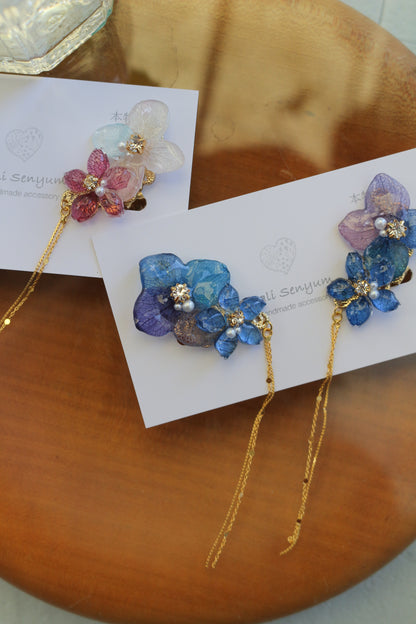 Hydrangea Flying Butterfly  No.36 - Clip-on(イヤリング）
