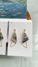 Claude Monet Water Lilies Inspired Triangular Floral Earrings -  No.3