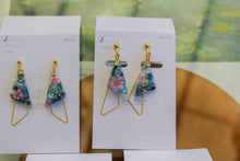 Claude Monet Water Lilies Inspired Triangular Floral Earrings -  No.5