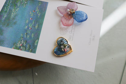 Monet Inspired Flower and Medallion No.9 ピアスTitanium Pierce 睡蓮