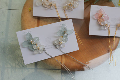 Hydrangea Flying Butterfly Earrings No.50 - Titanium Pierce(ピアス）
