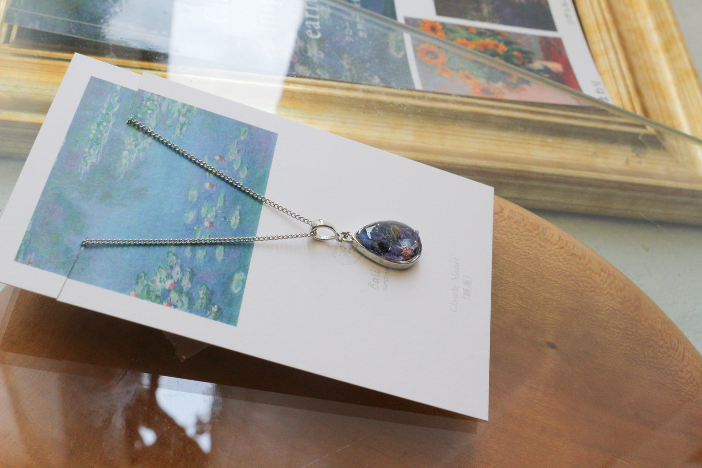 Claude Monet's Water Lilies Inspired Necklace - 睡蓮 ロジウムカラーネックレス