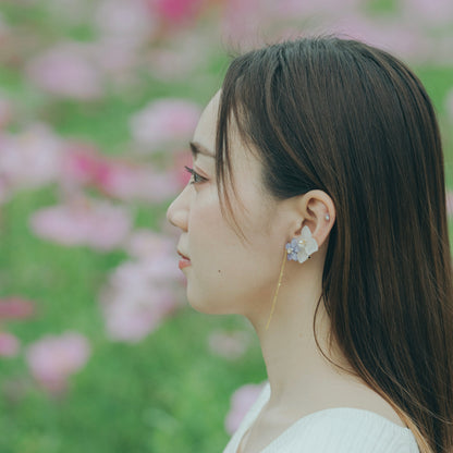 Hydrangea Flying Butterfly Earrings No.52 - Titanium Pierce(ピアス）