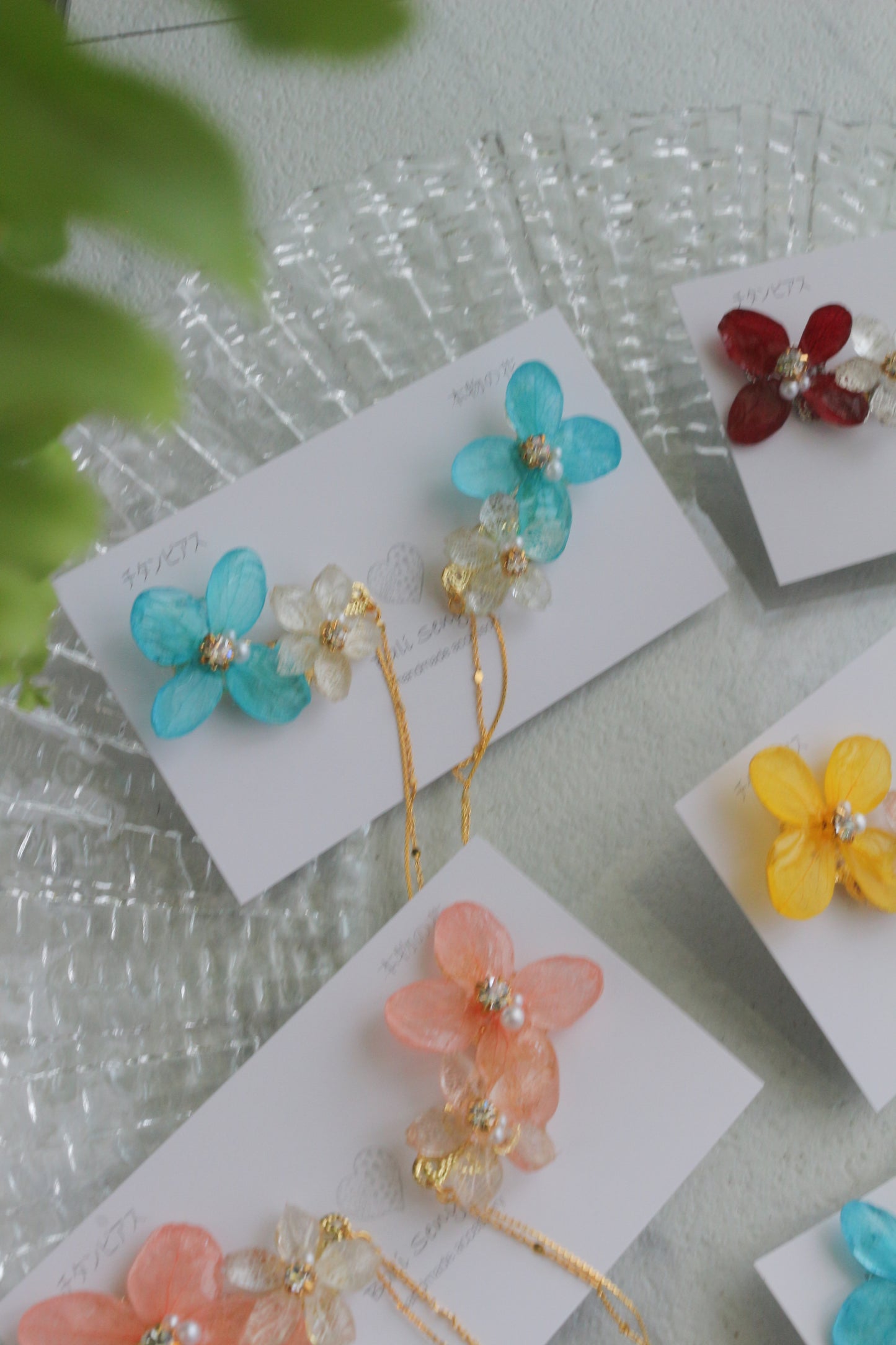 Hydrangea Flying Butterfly Earrings No.58 - Titanium Pierce(ピアス）