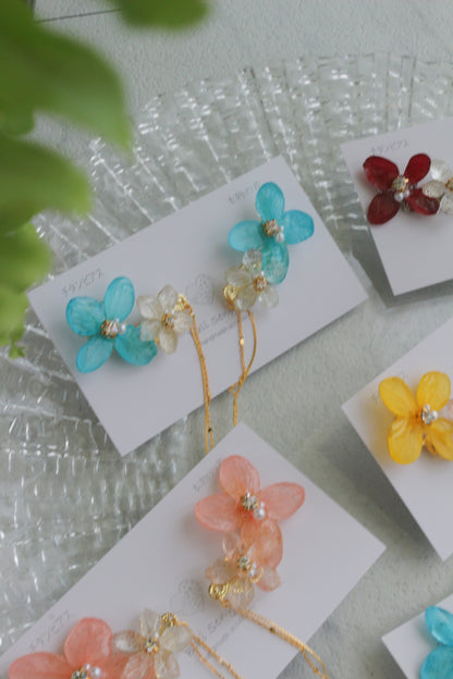 Hydrangea Flying Butterfly Earrings No.58 - Titanium Pierce(ピアス）