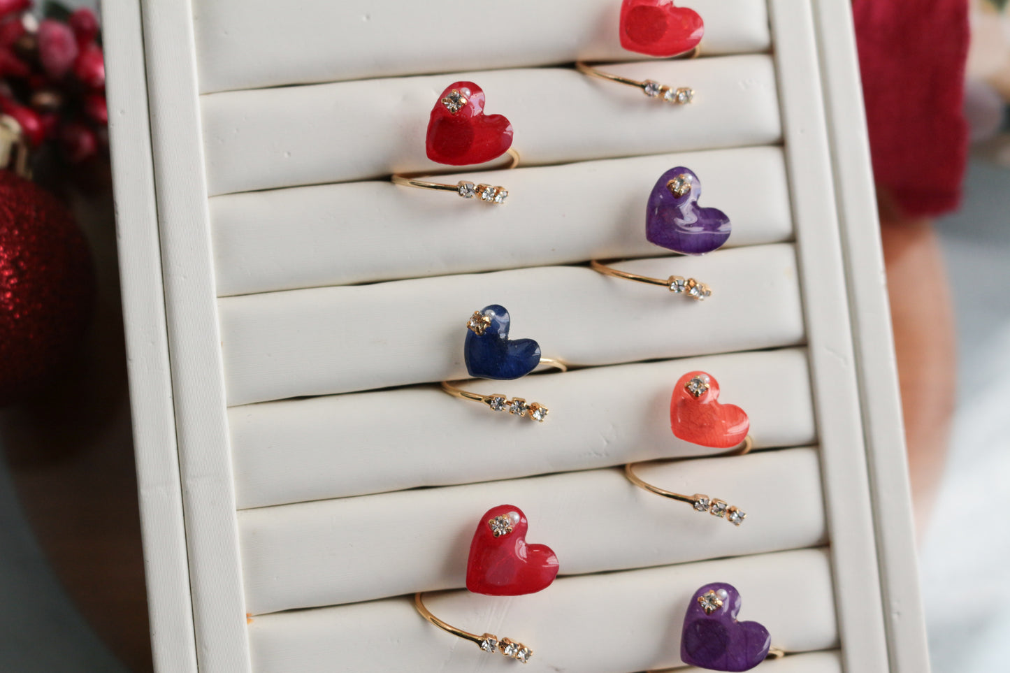 Heart Ring with Three Gems No.1